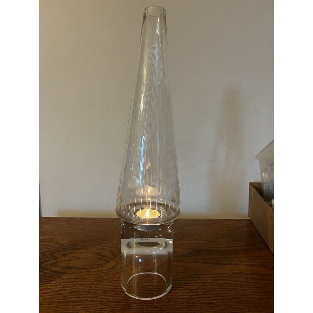 Krosno Poland 17 Inch Glass Candle Holder Two Pieces